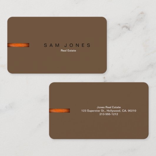 Retro Brown Orange Business Card Visitenkarte (Vorne/Hinten)