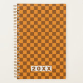 Retro Brown Orange Checkerboard 2026 Planer (Vorderseite)