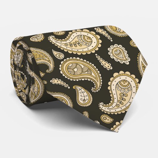 Retro Brown Paisley Pattern. Krawatte (Gerollt)