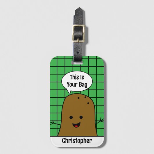 Retro, Brown Potato, Ihre Tasche, kundenspezifisch Gepäckanhänger (Vorderseite Vertikal)