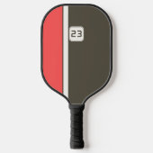 Retro Brown Red Racing Vertical Stripes Pickleball Schläger (Vorderseite)