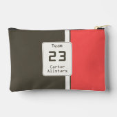 Retro Brown Red Racing Vertical Stripes Zubehörtasche (Rückseite)