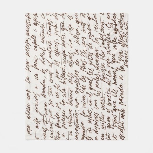 Retro Brown Tinte Manuskript Textur Fleecedecke (Vorderseite)