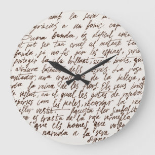 Retro Brown Tinte Manuskript Textur Große Wanduhr