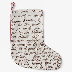 Retro Brown Tinte Manuskript Textur Kleiner Weihnachtsstrumpf