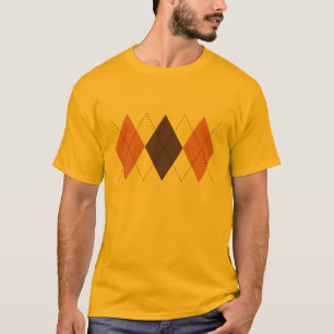 Retro Brown und orange Rauten-T - Shirt