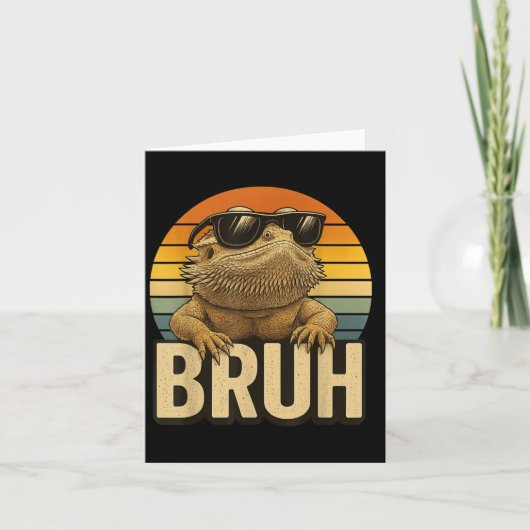 Retro Bruh Bartded Dragon Funny Lizard Vintag Karte (Vorderseite)