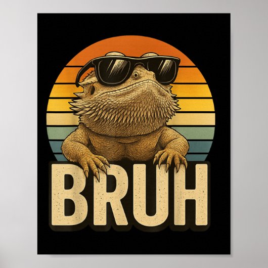 Retro Bruh Bartded Dragon Funny Lizard Vintag Poster (Vorne)