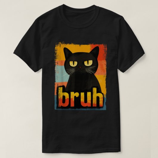 Retro Bruh Cat Funny Meme Design T-Shirt (Design vorne)