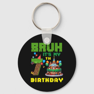 Retro Bruh Ich hab meinen 7. Geburtstag Pixel-Tort Schlüsselanhänger
