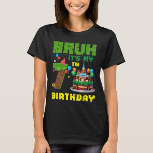 Retro Bruh Ich hab meinen 7. Geburtstag Pixel-Tort T-Shirt