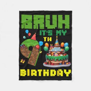 Retro Bruh Ich hab meinen 9. Geburtstag Pixel-Tort Fleecedecke