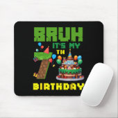 Retro Bruh It's My 7th Bday Pixel Cake Gamer 7 Yea Mousepad (Mit Mouse)