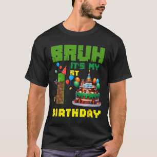 Retro Bruh, mein 1. Geburtstag Pixel-Torte Gamer 1 T-Shirt