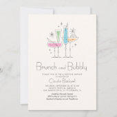 Retro Brunch Bubbly Champagne Brautparty Einladung (Vorderseite)