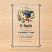 Retro Brunch Graduation Party Acryleinladungen (Vorderseite)
