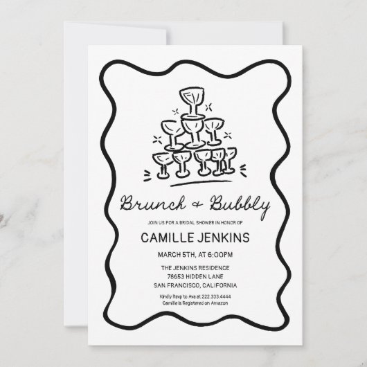 Retro Brunch und Bubbly Bridal Dusche Save The Date (Vorderseite)