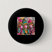 Retro Brushstroke Nutcracker Blowing Bubble Gum Ch Button (Vorderseite)