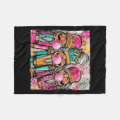 Retro Brushstroke Nutcracker Blowing Bubble Gum Ch Fleecedecke (Vorderseite (Horizontal))