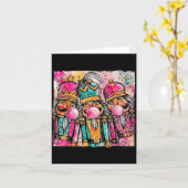 Retro Brushstroke Nutcracker Blowing Bubble Gum Ch Karte (Gelbe Blume)