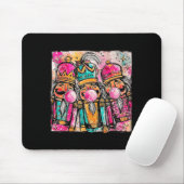 Retro Brushstroke Nutcracker Blowing Bubble Gum Ch Mousepad (Mit Mouse)