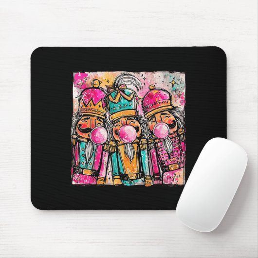Retro Brushstroke Nutcracker Blowing Bubble Gum Ch Mousepad (Mit Mouse)