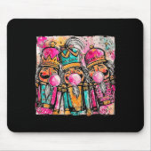 Retro Brushstroke Nutcracker Blowing Bubble Gum Ch Mousepad (Vorne)