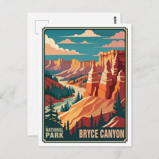 Retro Bryce Canyon Nationalpark Postkarte (Vorne/Hinten)