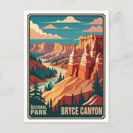Retro Bryce Canyon Nationalpark Postkarte (Vorderseite)