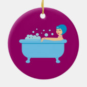 Retro Bubble Bath Girl Keramik Ornament (Hinten)