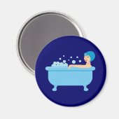 Retro Bubble Bath Girl Magnet (Vorderseite/Rückseite)