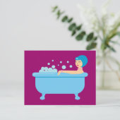Retro Bubble Bath Girl Postkarte (Stehend Vorderseite)