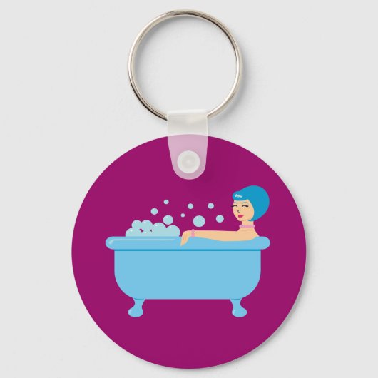 Retro Bubble Bath Girl Schlüsselanhänger (Vorderseite)