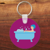 Retro Bubble Bath Girl Schlüsselanhänger (Vorderseite)