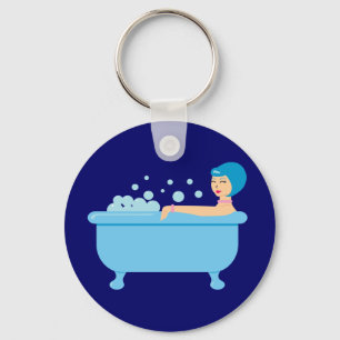 Retro Bubble Bath Girl Schlüsselanhänger