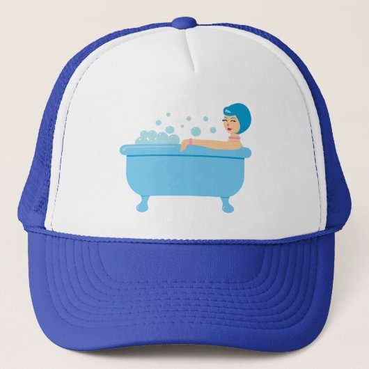 Retro Bubble Bath Girl Truckerkappe (Vorderseite)