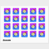 Retro bubble color comic quadratischer aufkleber (Blatt)