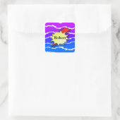 Retro bubble color comic quadratischer aufkleber (Tasche)