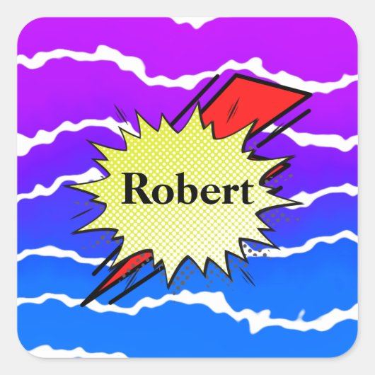 Retro bubble color comic quadratischer aufkleber (Vorderseite)