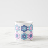 Retro Bubble Flowers (Pink and Blue) Pattern Espressotasse (Vorderseite)
