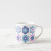 Retro Bubble Flowers (Pink and Blue) Pattern Espressotasse (Rechts)
