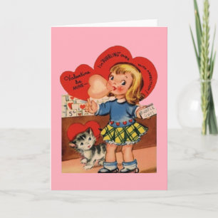 Retro Bubble Gum Valentine's Day Card Feiertagskarte