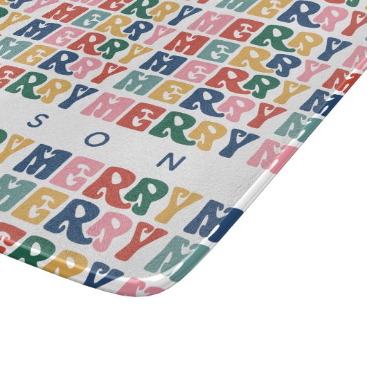 Retro Bubble Letter Custom Christmas Cutting Board Schneidebrett (Ecke)