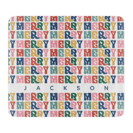 Retro Bubble Letter Custom Christmas Cutting Board Schneidebrett