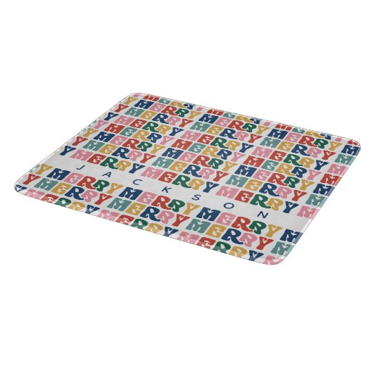 Retro Bubble Letter Custom Christmas Cutting Board Schneidebrett (Ecke)
