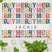 Retro Bubble Letter Custom Christmas Geschirrtuch (Gefaltet)