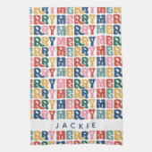 Retro Bubble Letter Custom Christmas Geschirrtuch (Vertikal)