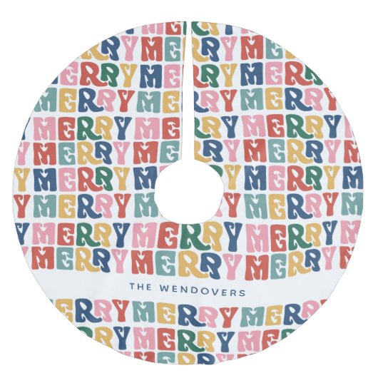 Retro Bubble Letter Custom Christmas Polyester Weihnachtsbaumdecke (Vorderseite)