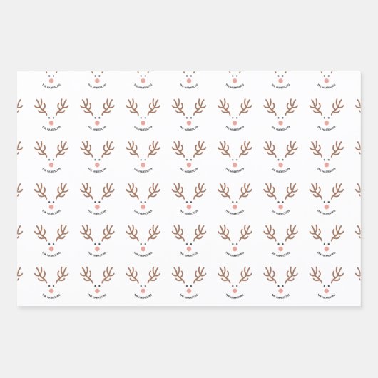 Retro Bubble Letter Rentier Weihnachten Custom Geschenkpapier Set (Vorderseite 2)