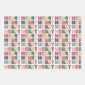 Retro Bubble Letter Rentier Weihnachten Custom Geschenkpapier Set (Vorderseite)